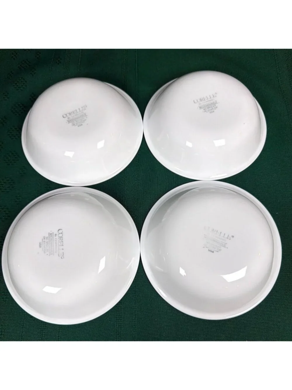 Vintage Retired 80s Set Lot of 4 Corelle Corning White Fruit Dessert Bowls USA